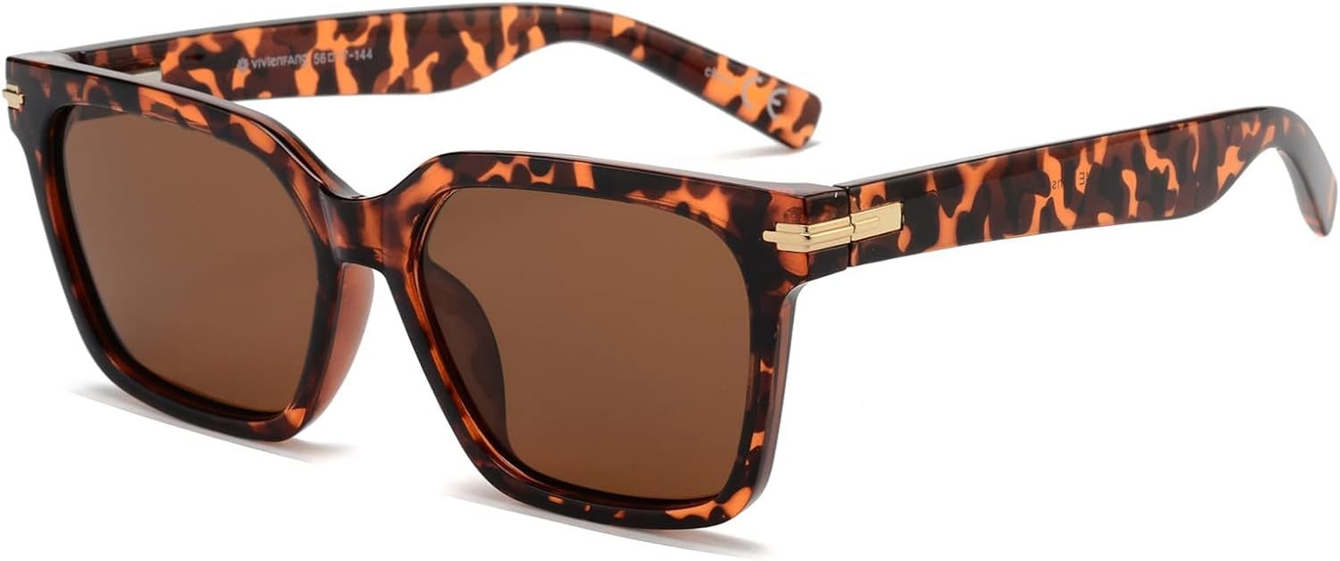 

Солнцезащитные очки OUWEN Retro Oversized Polarized Square Sunglasses для женщин и мужчин, модные цветные прямоугольные солнцезащитные очки в стиле Y2K OW2234, Tortoise