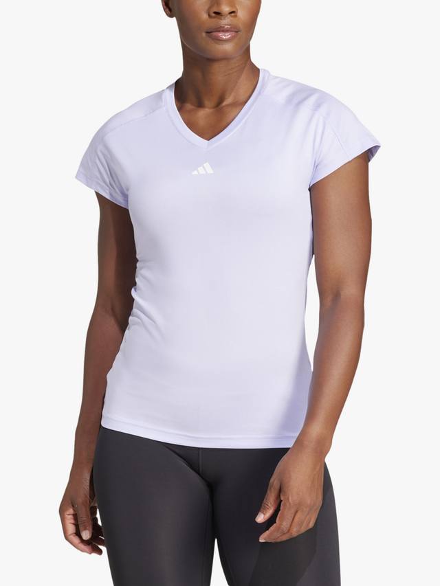 

Футболка с v-образным вырезом в минималистичном стиле aeroready train essentials adidas, цвет Violet Tone/White