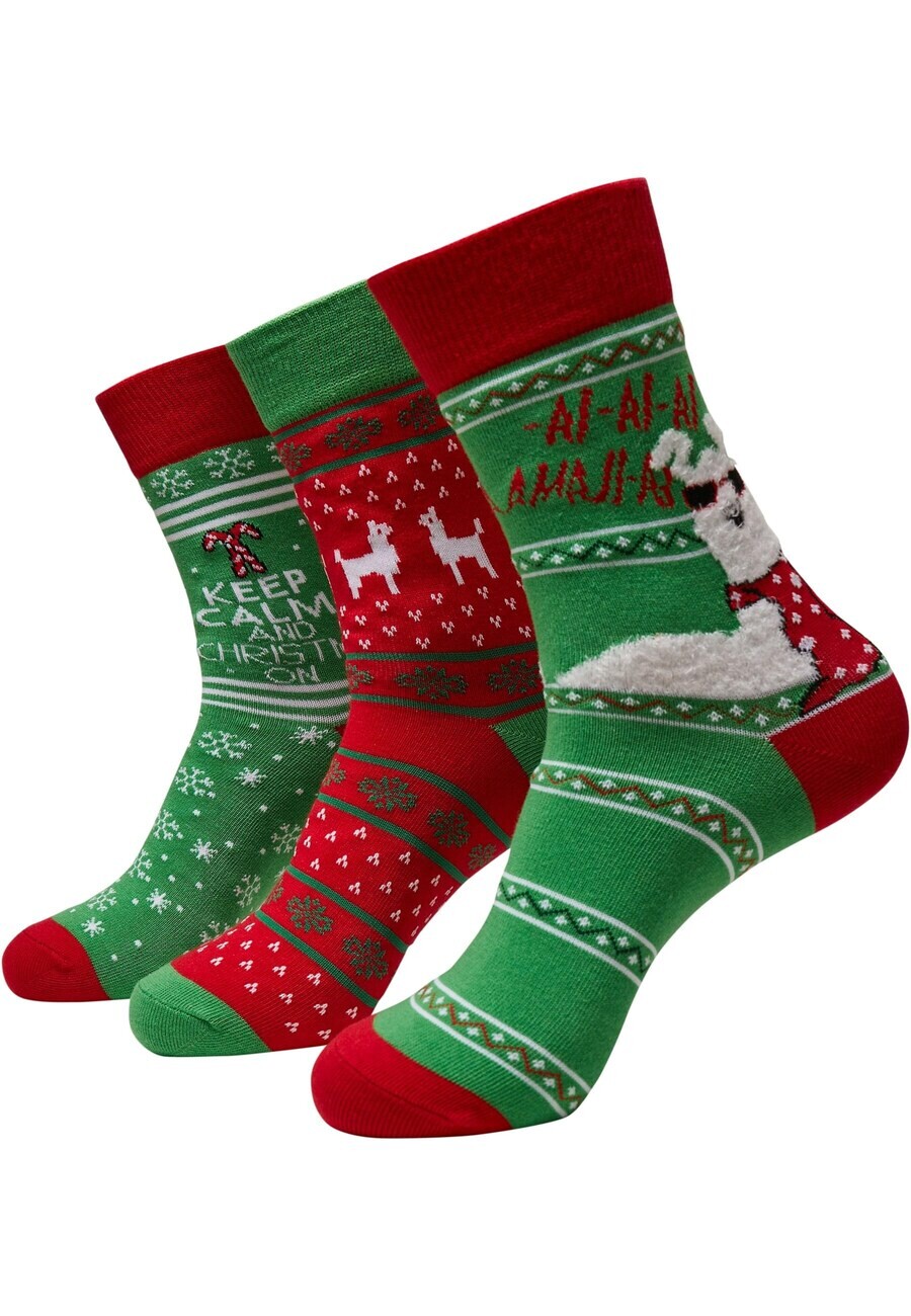 

Носки Urban Classics Socks Christmas Lama, зеленый/темно-красный