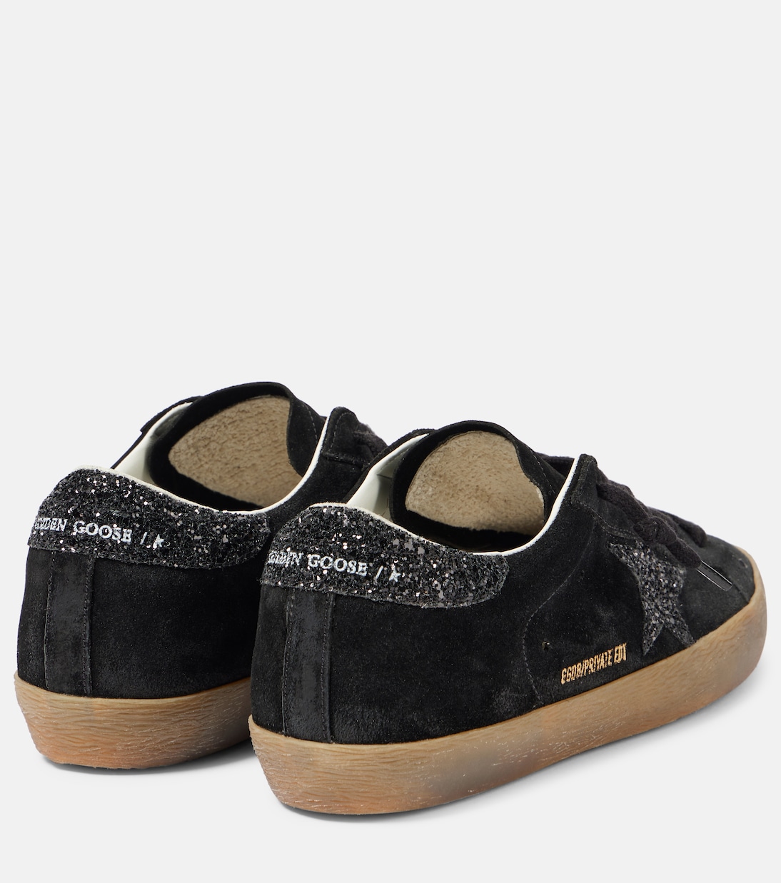 Супер-Звезда блестящие замшевые кроссовки Golden Goose, черный — фото 2