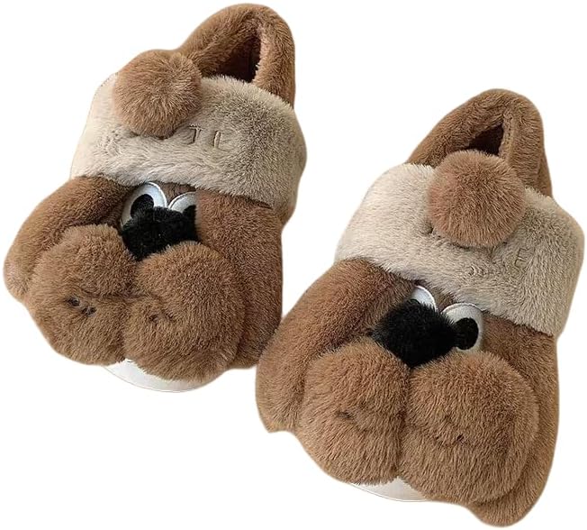 

Унисекс милые новогодние тапочки для дома, плюшевые тапочки, забавные подарки на Хэллоуин, уютные пушистые зимние домашние тапочки Cuzudin, Coffee