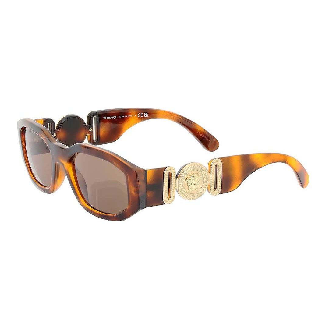 

VERSACE Солнцезащитные очки с пластиковой оправой неправильной формы унисекс, Brown