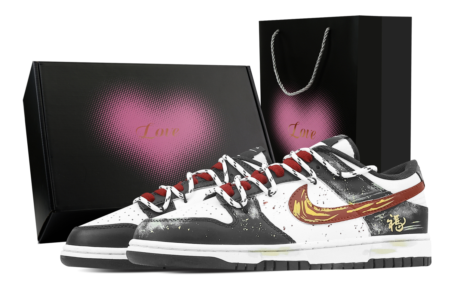 

Nike Dunk CI MU, Heart Box Abrasion Resistant Low top Skateboard Shoes Unisex Black Gold