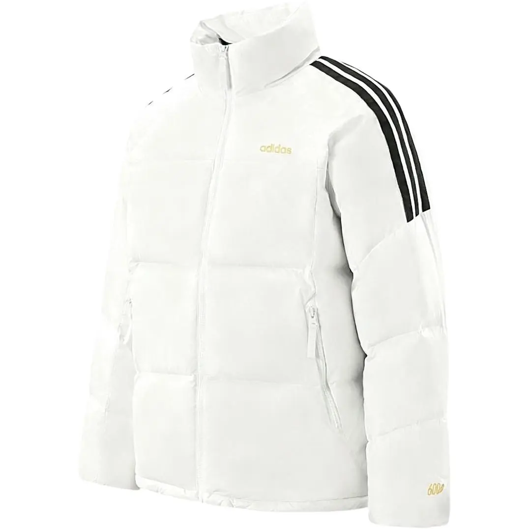 

Adidas Мужская пуховая куртка белого цвета с воротником-стойкой, средней толщины