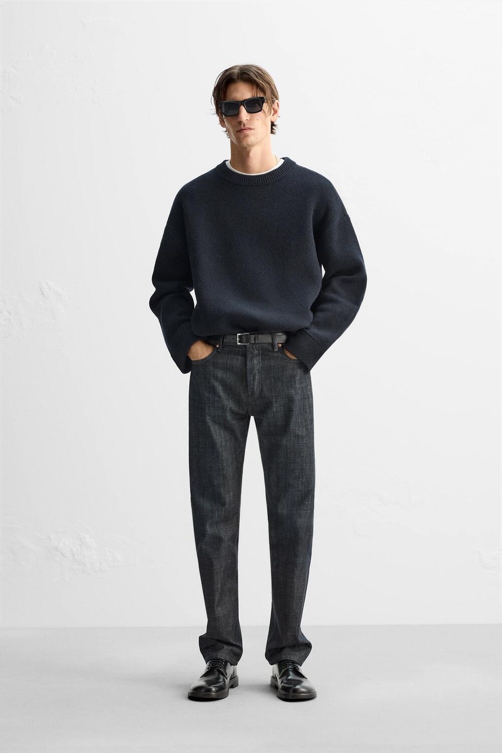 

Компактный вязаный джемпер ZARA, темно-синий