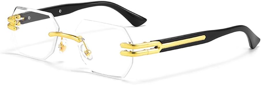 

Солнцезащитные очки без оправы с градиентным многоугольным рисунком 2027 года для мужчин и женщин, для деловых встреч, вечеринок, отдыха и покупок MTZJH, C05 Golden Clear