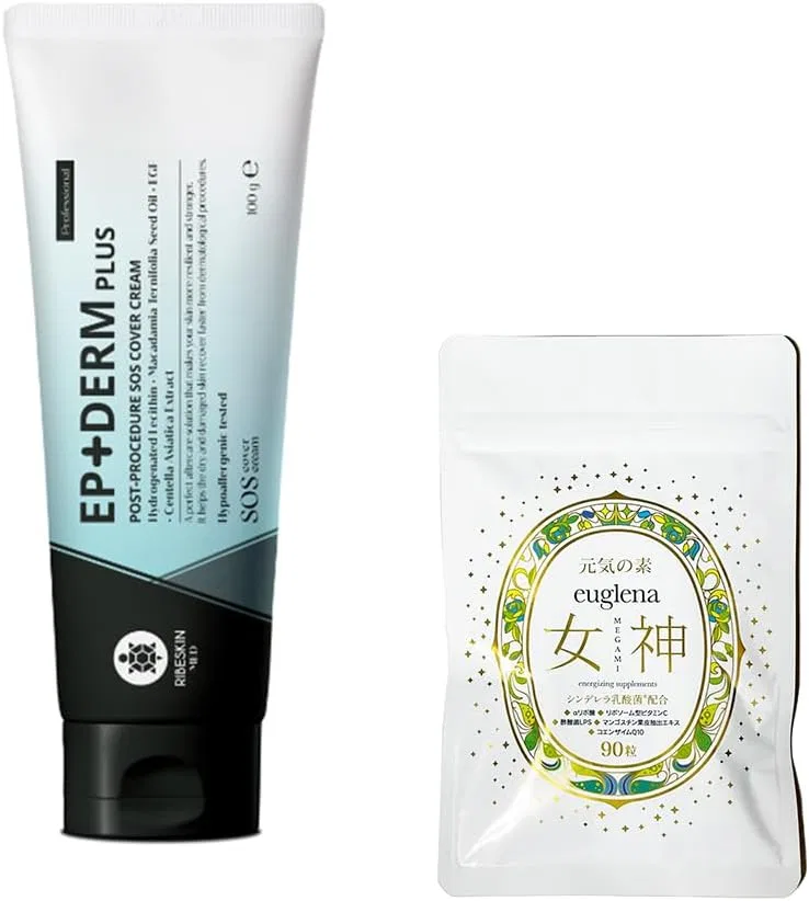 Набор для ухода за кожей Эпидам Плюс Крем 3.5 унции (100 г) + Value Euglena Goddess 90 таблеток, без бренда