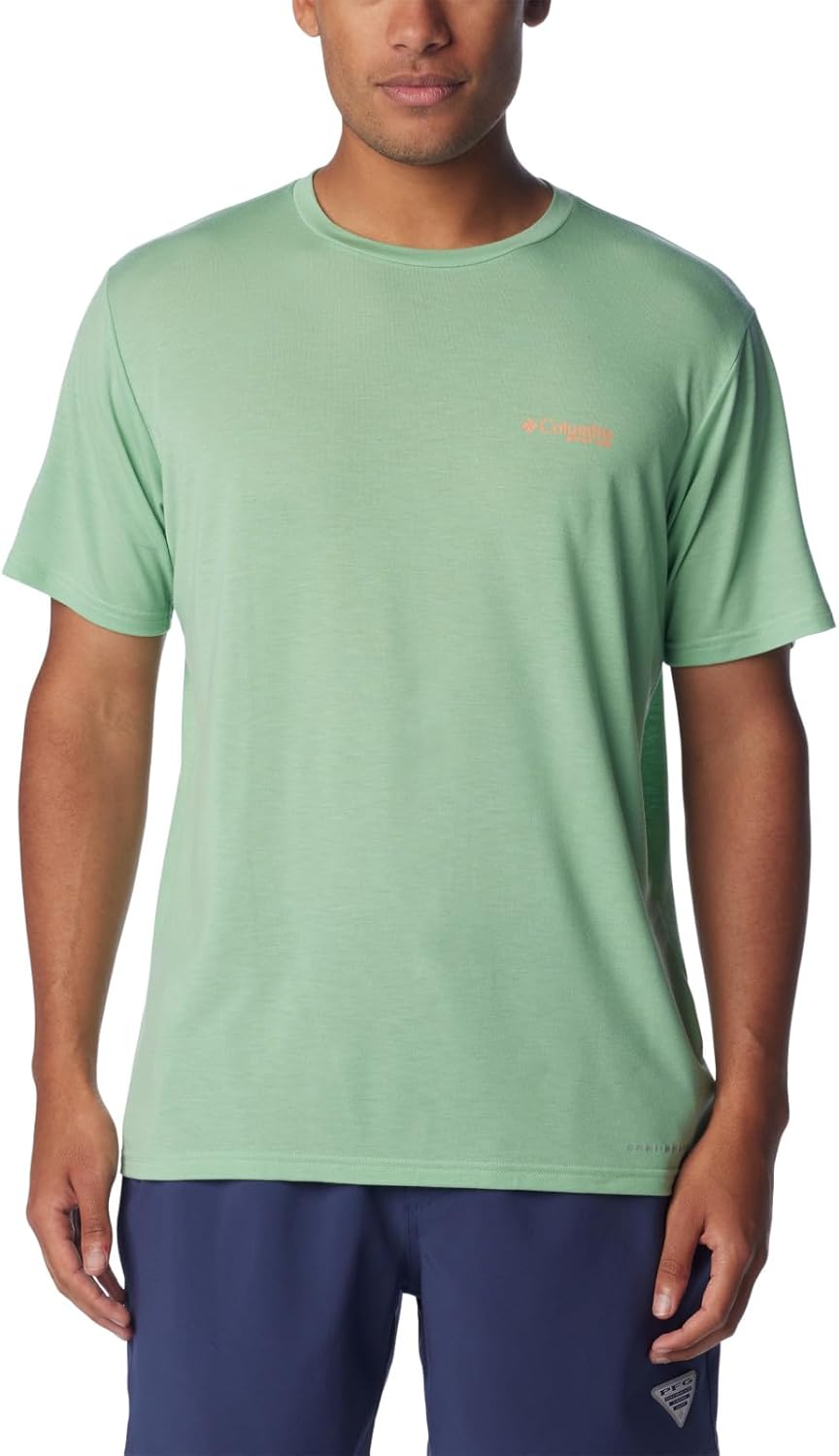 

Футболка Columbia Mens PFG Triangle Fill Tech с коротким рукавом, New Mint/Elements Graphic, Зеленый, Футболка Columbia Mens PFG Triangle Fill Tech с коротким рукавом, New Mint/Elements Graphic
