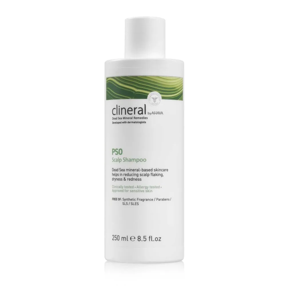 AHAVA Clineral Pso Scalp Shampoo - насыщенный и мягкий шампунь для уменьшения раздражения кожи головы, снимает сухость, очищает волосы, увлажняет и смягчает кожу головы, с Osmoter, цинком и маслом облепихи, 250 мл