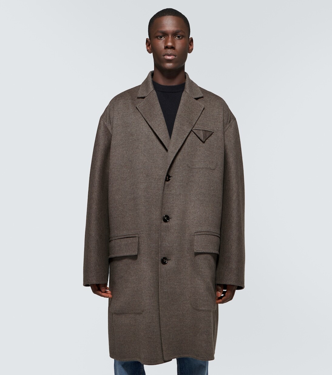Пальто из шерсти и кашемира Bottega Veneta, серый — фото 3