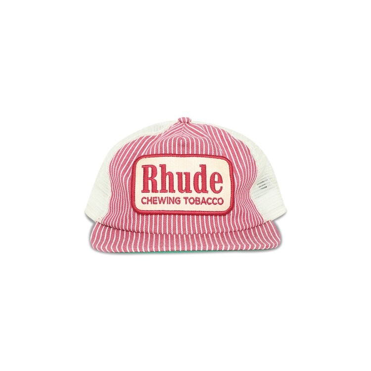 

Бейсболка Rhude Striped Tobacco Trucker Hat, цвет Red/Offwhite