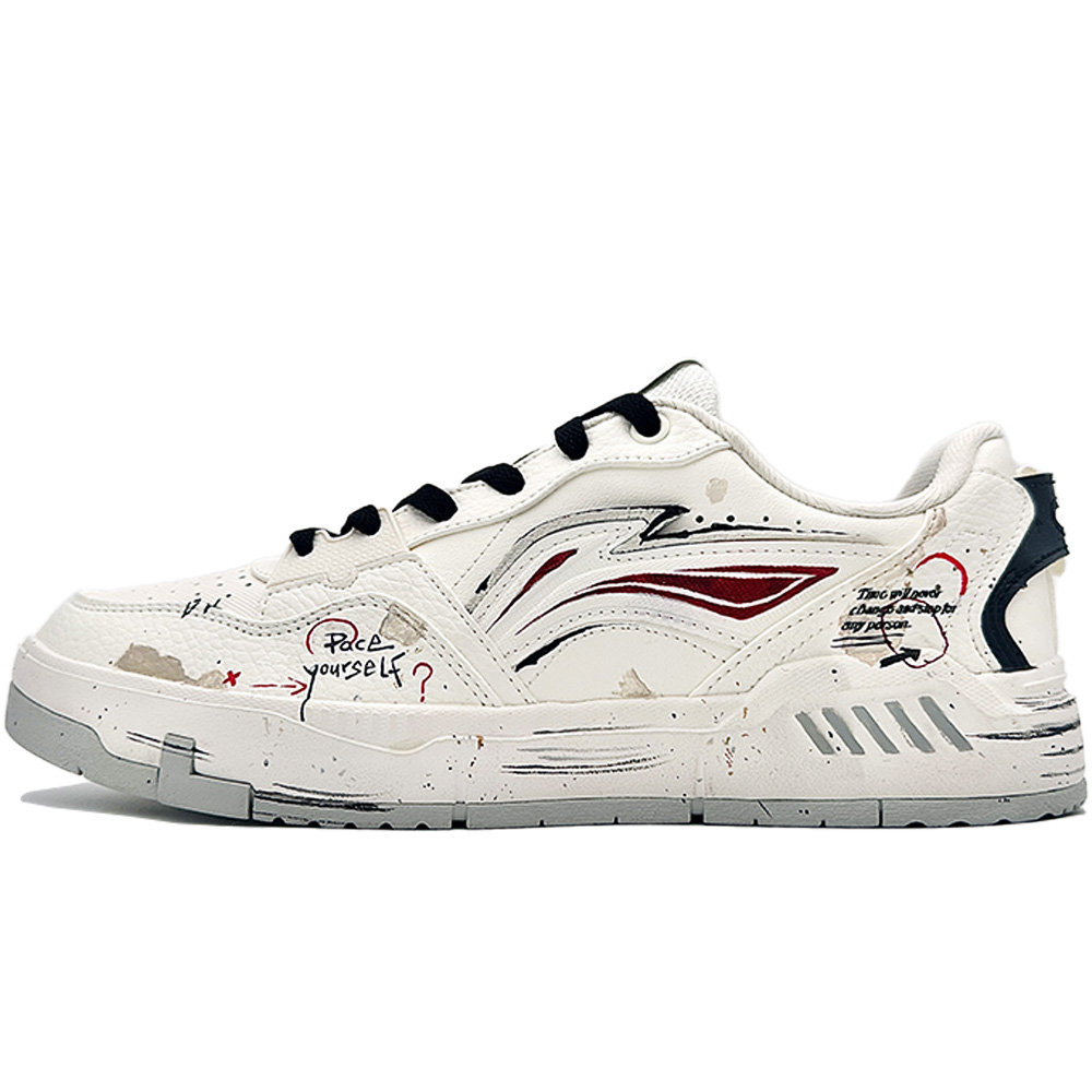 

LINING Yuan Chu нескользящие, дышащие, увеличивающие рост низкие кроссовки Skateboard мужские белый черный красный