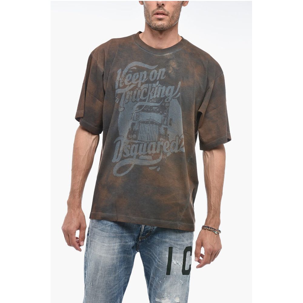 

Футболка T-WESHER с эффектом тай-дай и принтом Dsquared2, Brown