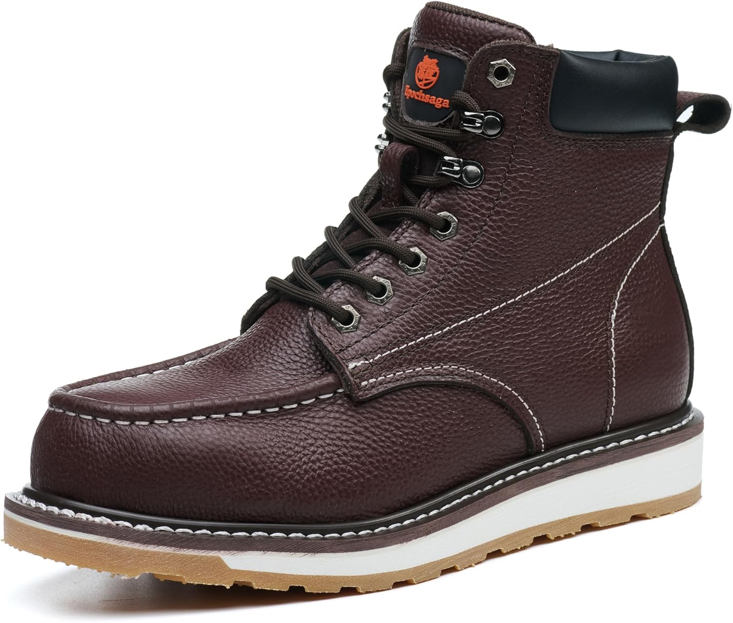 

Мужские стальные ботинки Epochsaga с защитным носком - 6 кожаные мужские ботинки с мягким носком, стальные носки, неразрушимые, противоскользящие, строительные защитные ботинки, коричневый