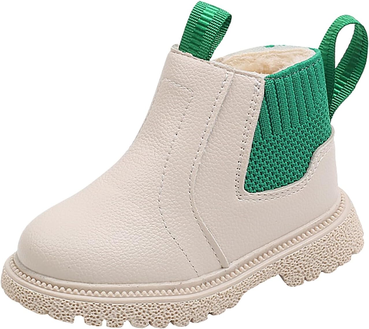 

Девочкам ботильоны на шнуровке с искусственным утеплителем, короткие ботинки с боковой молнией, зимняя обувь, ковбойские боевые ботинки с противоскользящим носком Generic, White