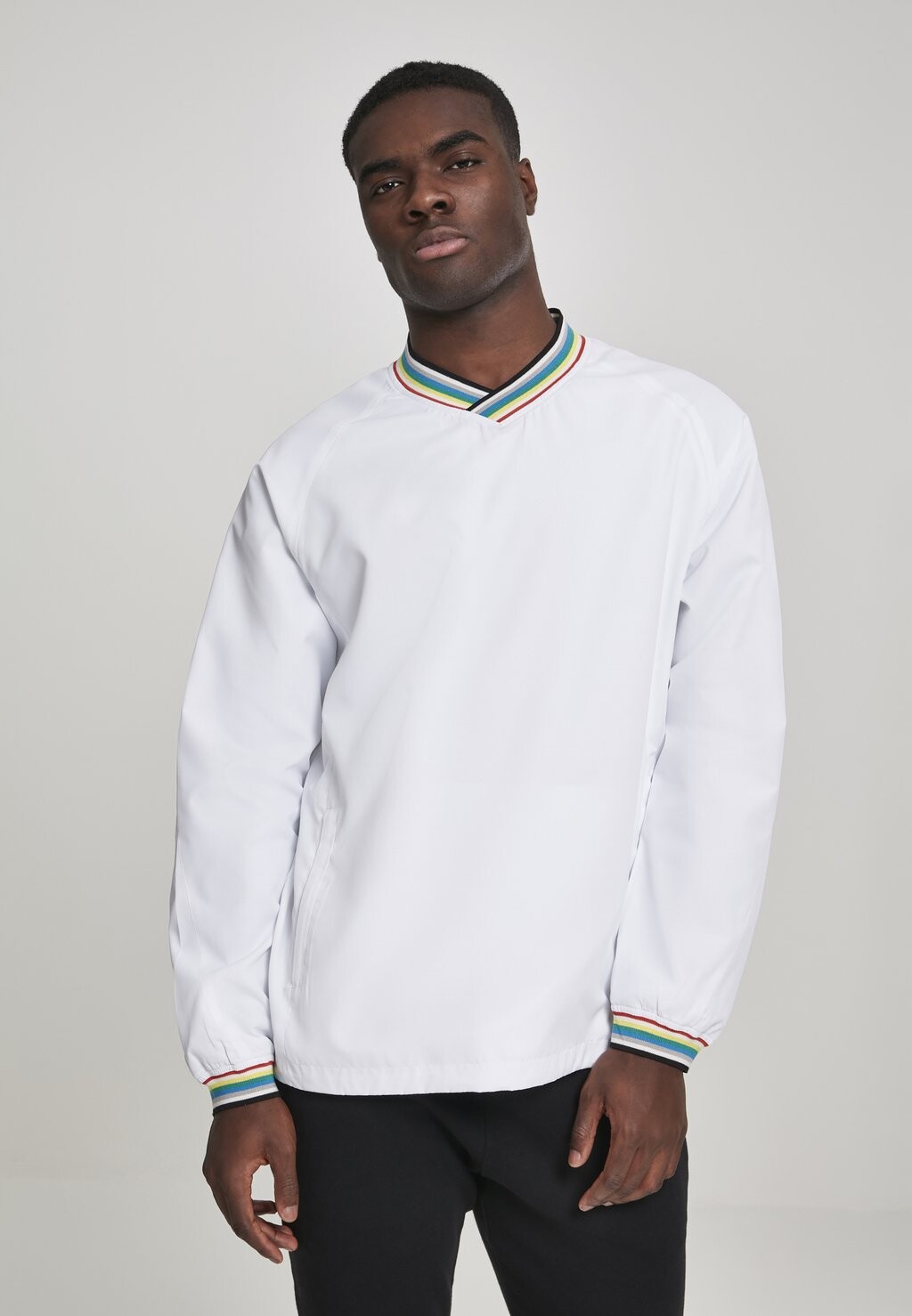 

Толстовка RIB STOP V-NECK PULL OVER Urban Classics, белый/разноцветный