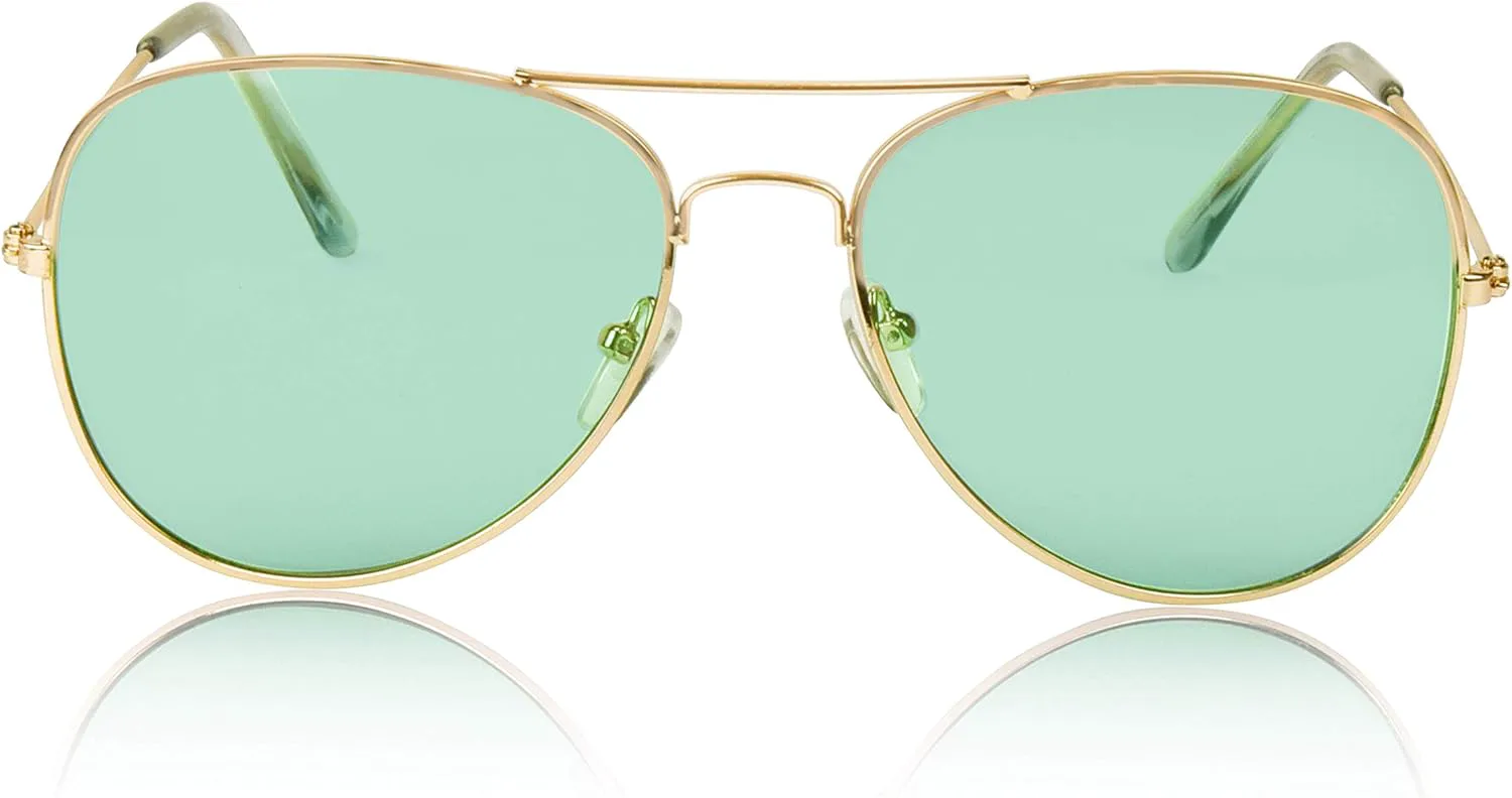

Солнцезащитные очки SunnyPro Aviator с цветными тонированными линзами и металлическим корпусом, защита от УФ-излучения UV400, 1 Tinted Green Lens, St Patrick's Day