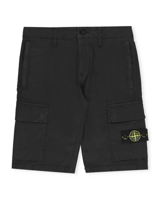 

Хлопковые шорты бермуды Stone Island, черный
