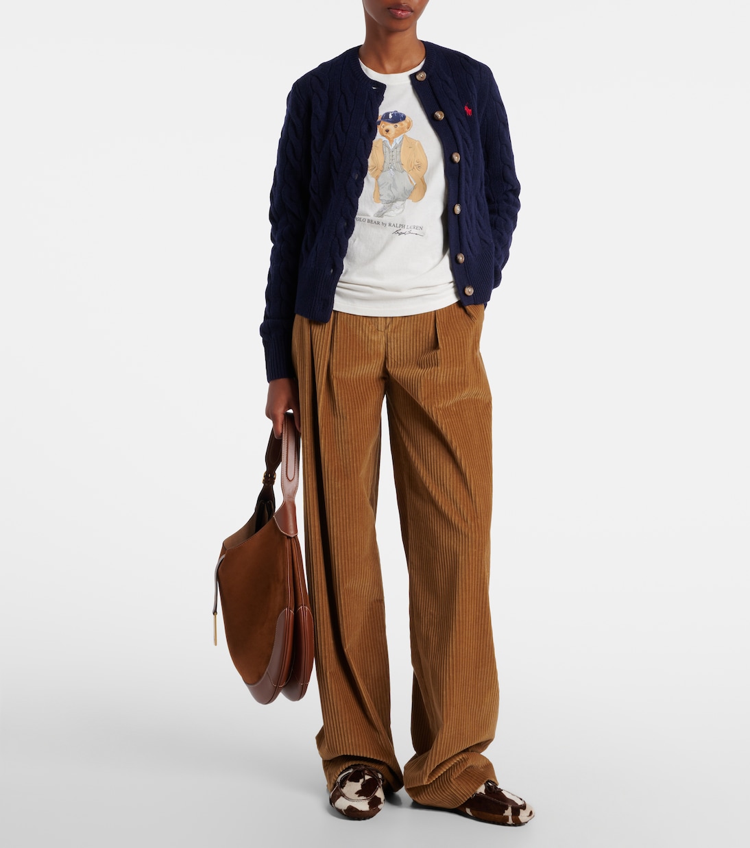 Кардиган из шерсти и кашемира, связанный косами Polo Ralph Lauren, Hunter Navy — фото 2