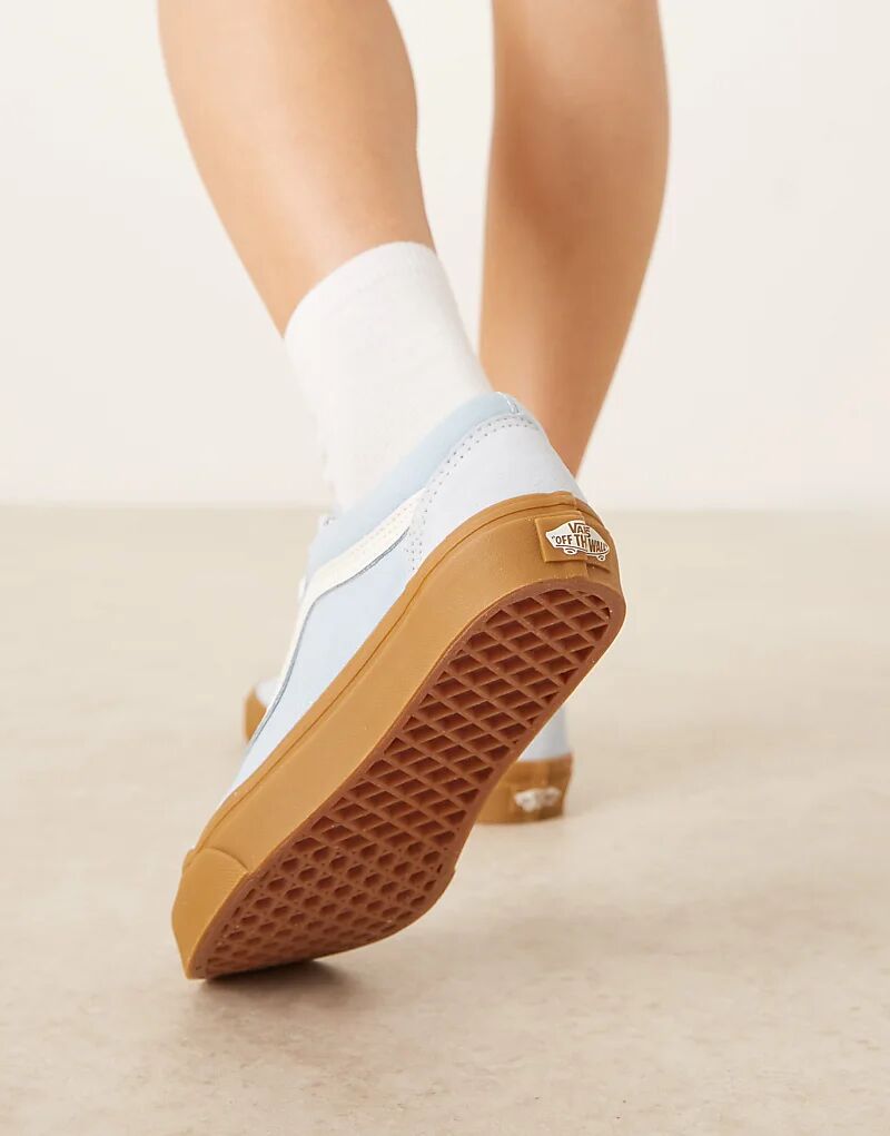 Кроссовки Vans Old Skool светло-голубого цвета с резиновой подошвой — фото 3