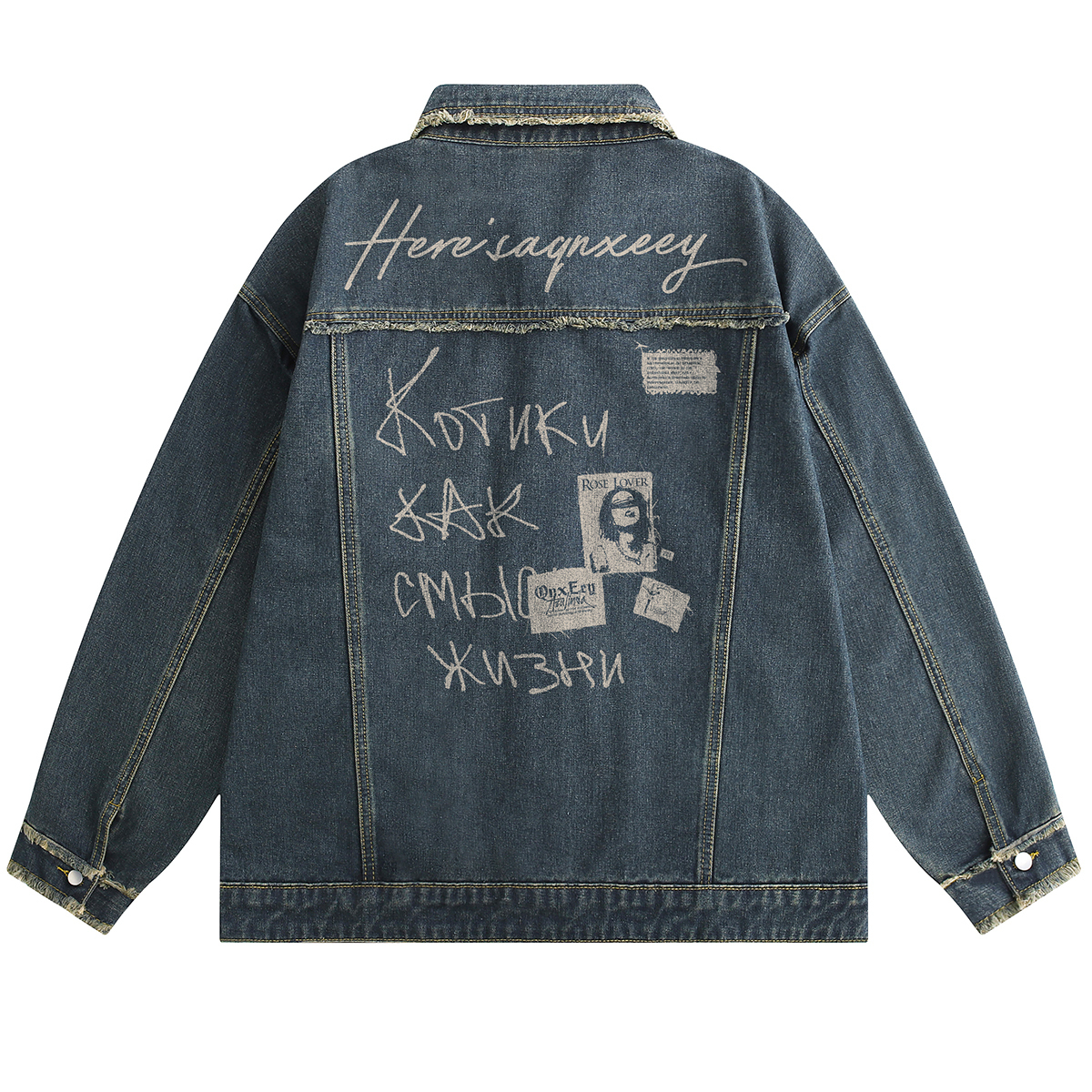 

Qnxeey Джинсовая куртка унисекс, Vintage Blue