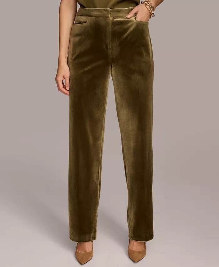 

Женские бархатные брюки прямого покроя Donna Karan New York, зеленый