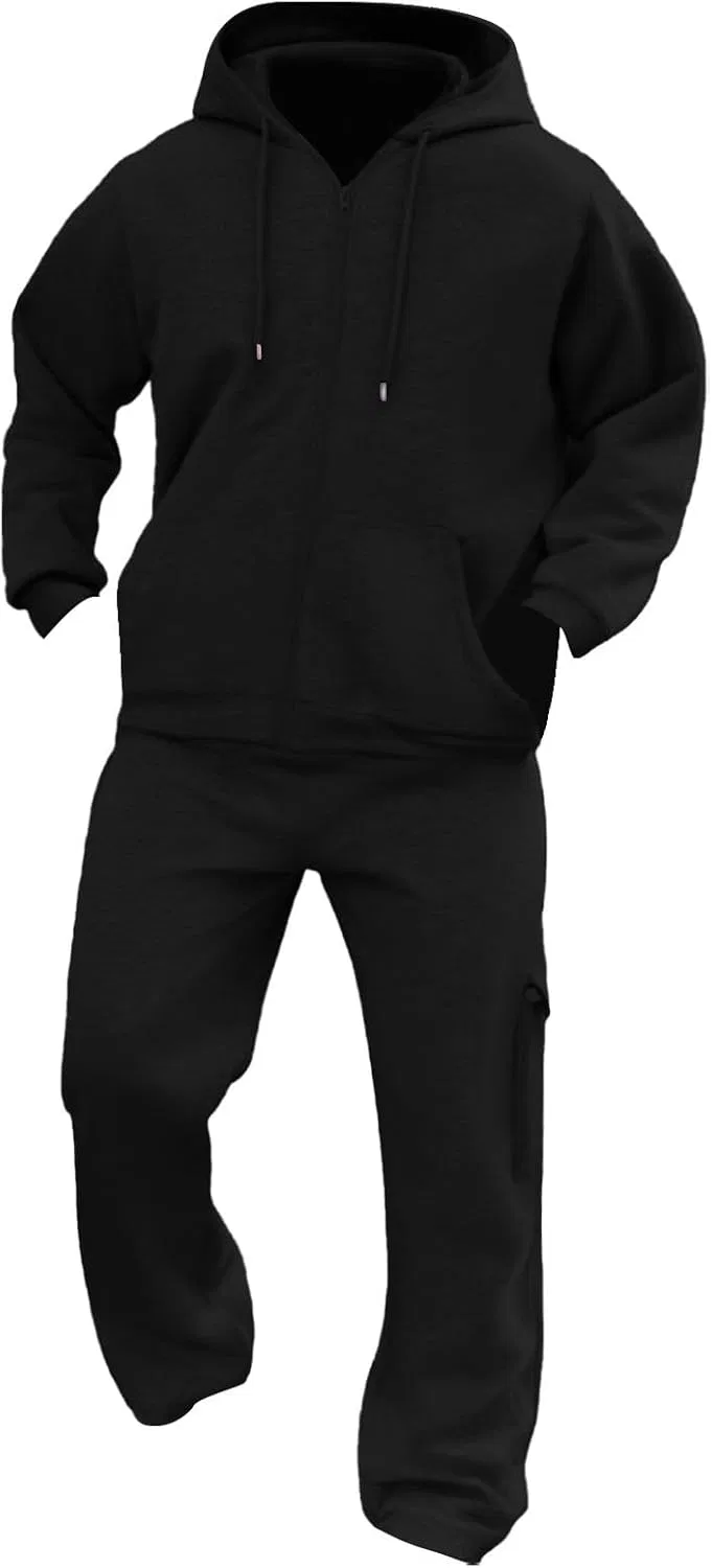 Мужской спортивный костюм с капюшоном и штанами, Black — фото 2