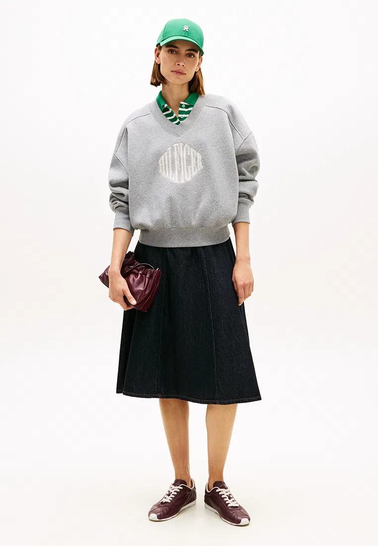 Юбка миди расклешенная, Asia Fit, TH Mainline Tommy Hilfiger, синий — фото 3
