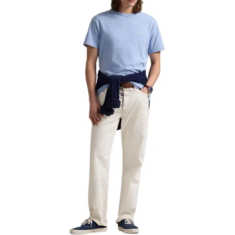 Футболка с вышивкой логотипа Polo Ralph Lauren Light Blue — фото 4