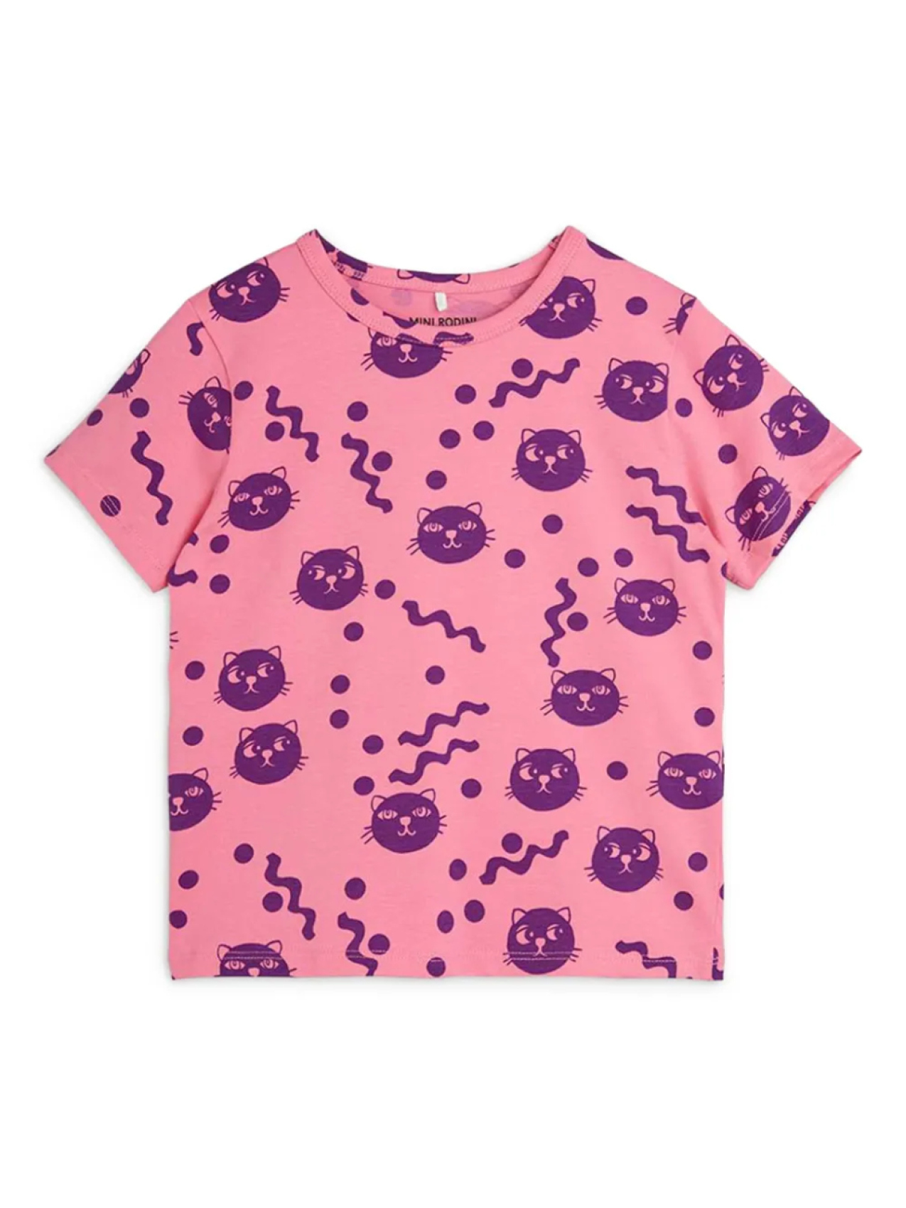 

Футболка с принтом Mini Rodini Squiggly Cats, розовый