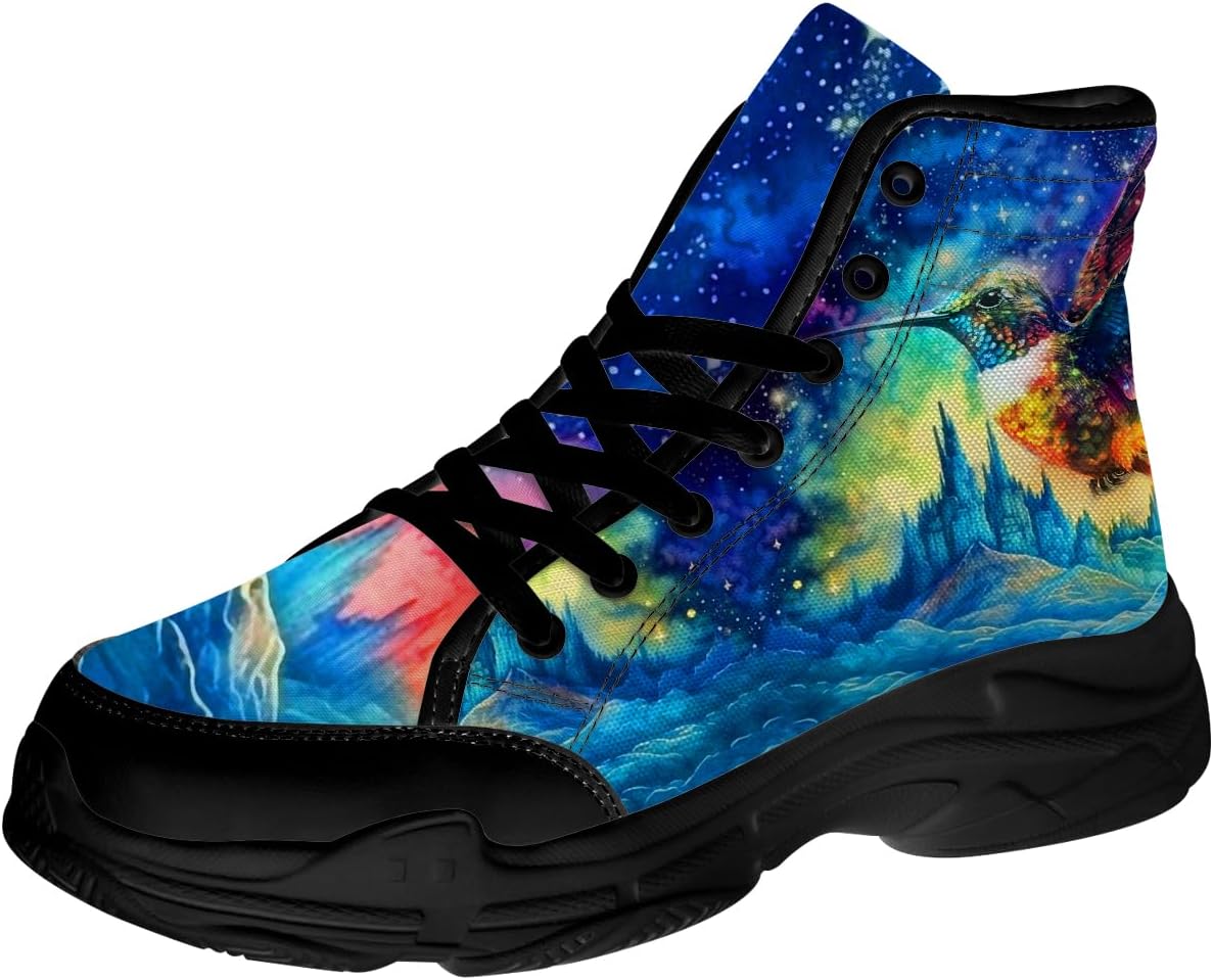 Женские кроссовки Hummingbird High Top, шнуровка на брезентовой платформе, подарки для любителей колибри Generic, 3102 Hummingbird Galaxy Colorful — фото 3