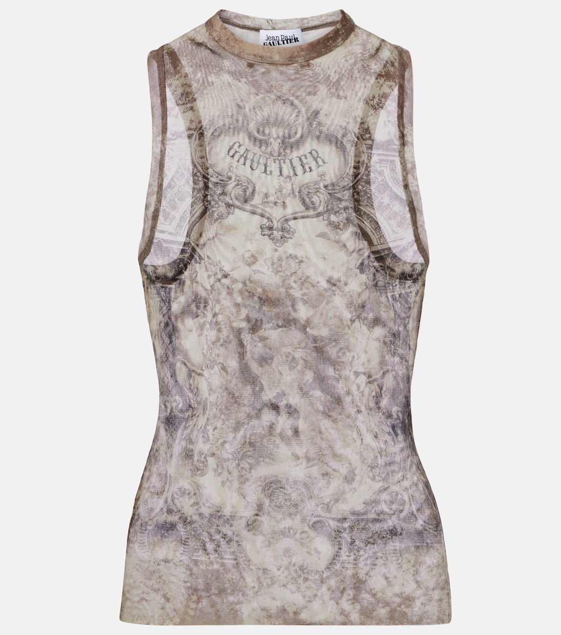 

Майка-сетка с принтом медальон Jean Paul Gaultier, Light Beige/Taupe