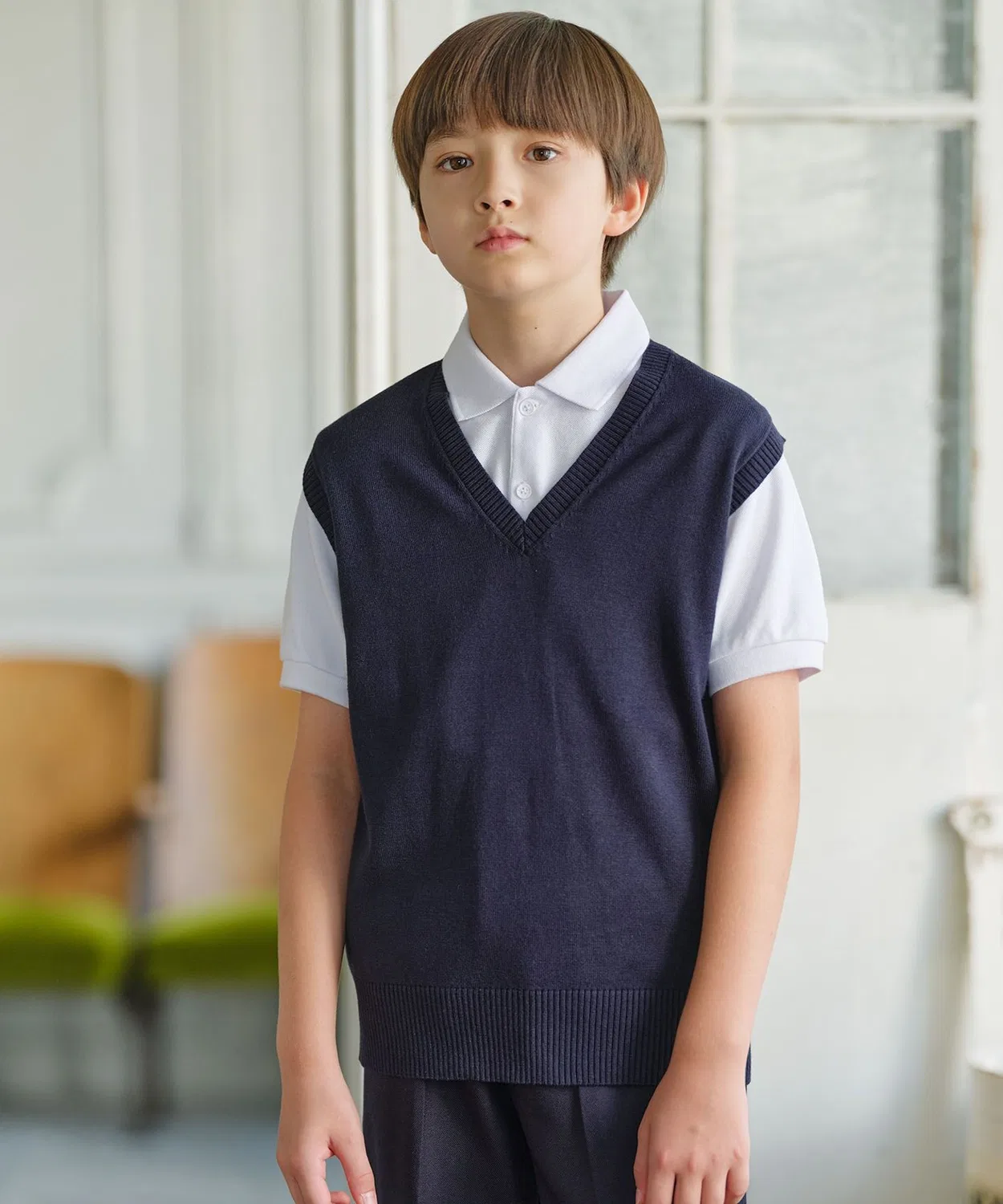 Жилет трикотажный J.PRESS KIDS FORMAL, акрил/хлопок, тёмно-синий