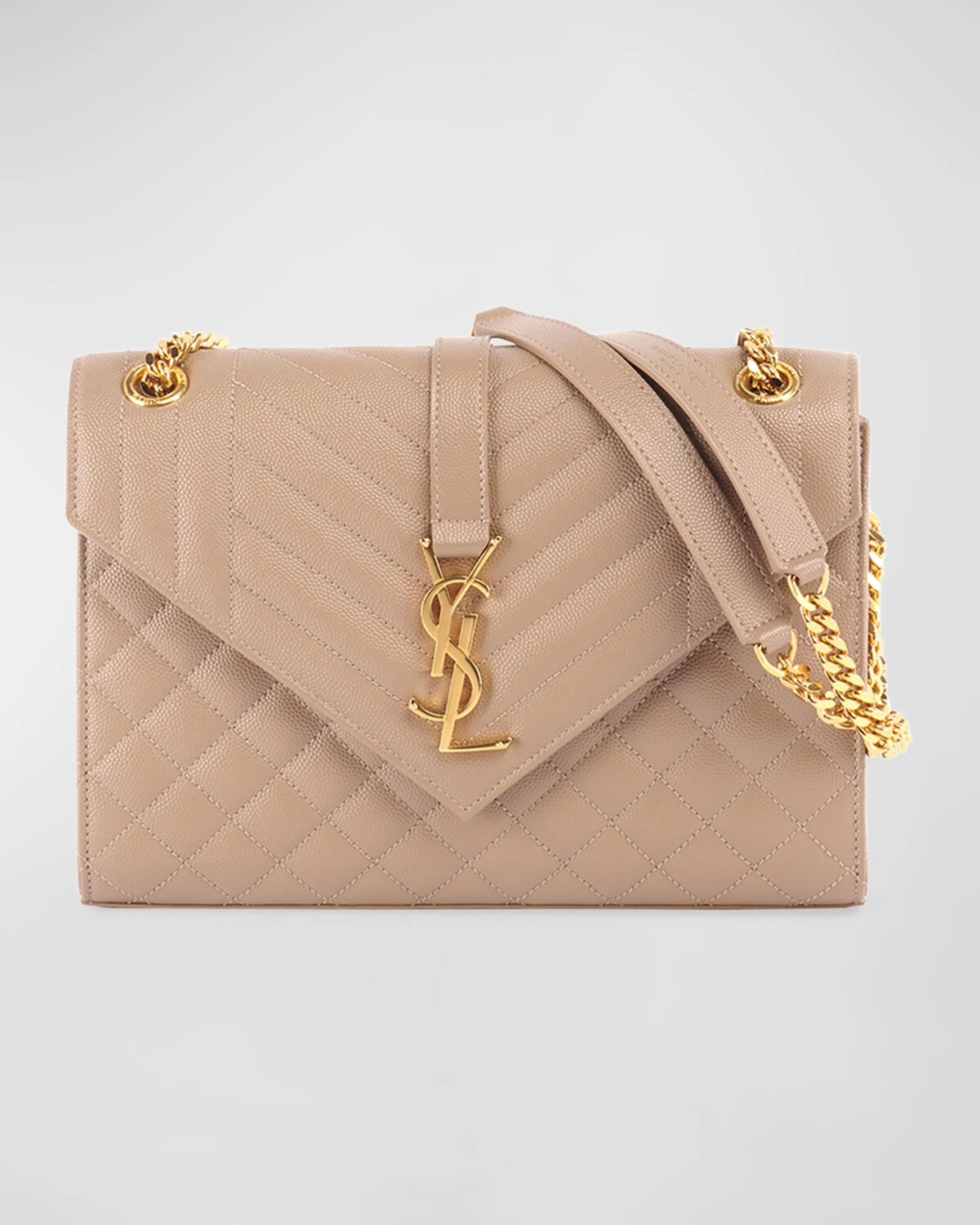 

Сумка через плечо Envelope Triquilt Medium YSL из зерненой кожи Saint Laurent, цвет Black