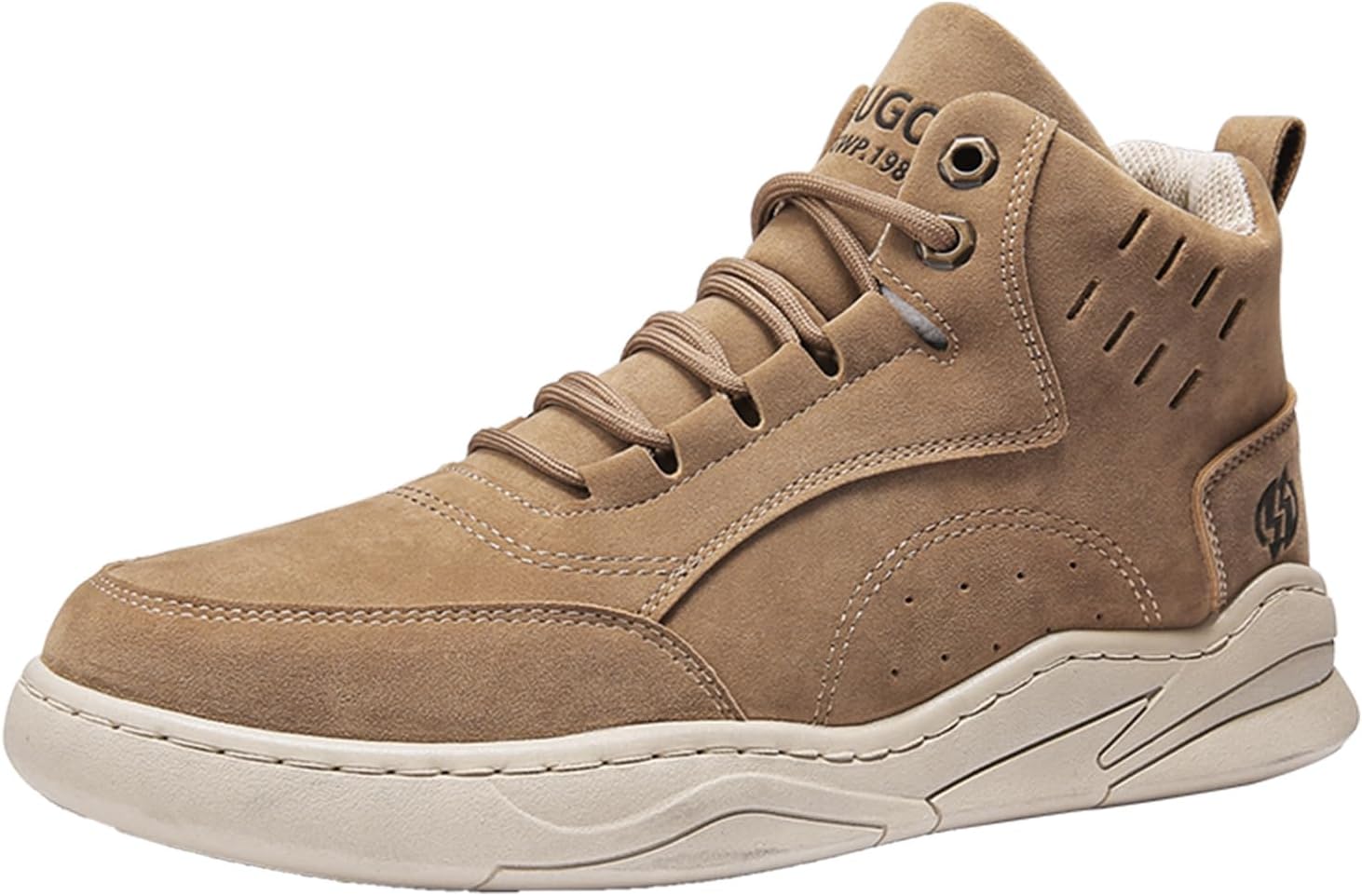 

Мужские зимние походные ботинки с ретро носком, шнуровкой, плюшевой подкладкой, теплые снежные ботинки для улицы, противоскользящие ботинки для треккинга и прогулок Enjgu, коричневый