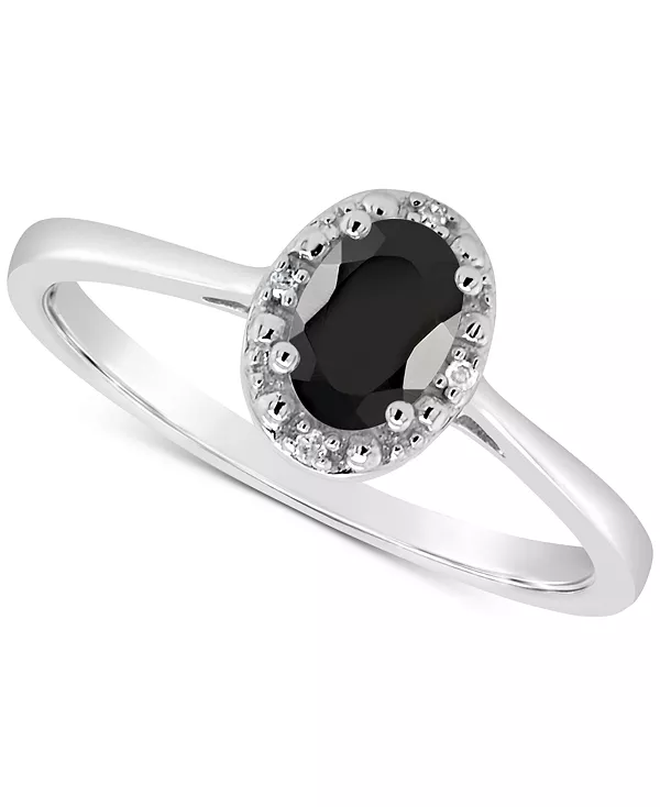 

Кольцо овальной формы с лабрадоритом и бриллиантами из стерлингового серебра (также из оникса и бирюзы) Macy'S, onyx