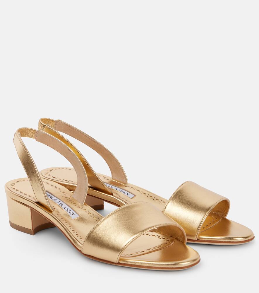 Patopia 30 сандалии из металлизированной кожи Manolo Blahnik, 7103 Gold