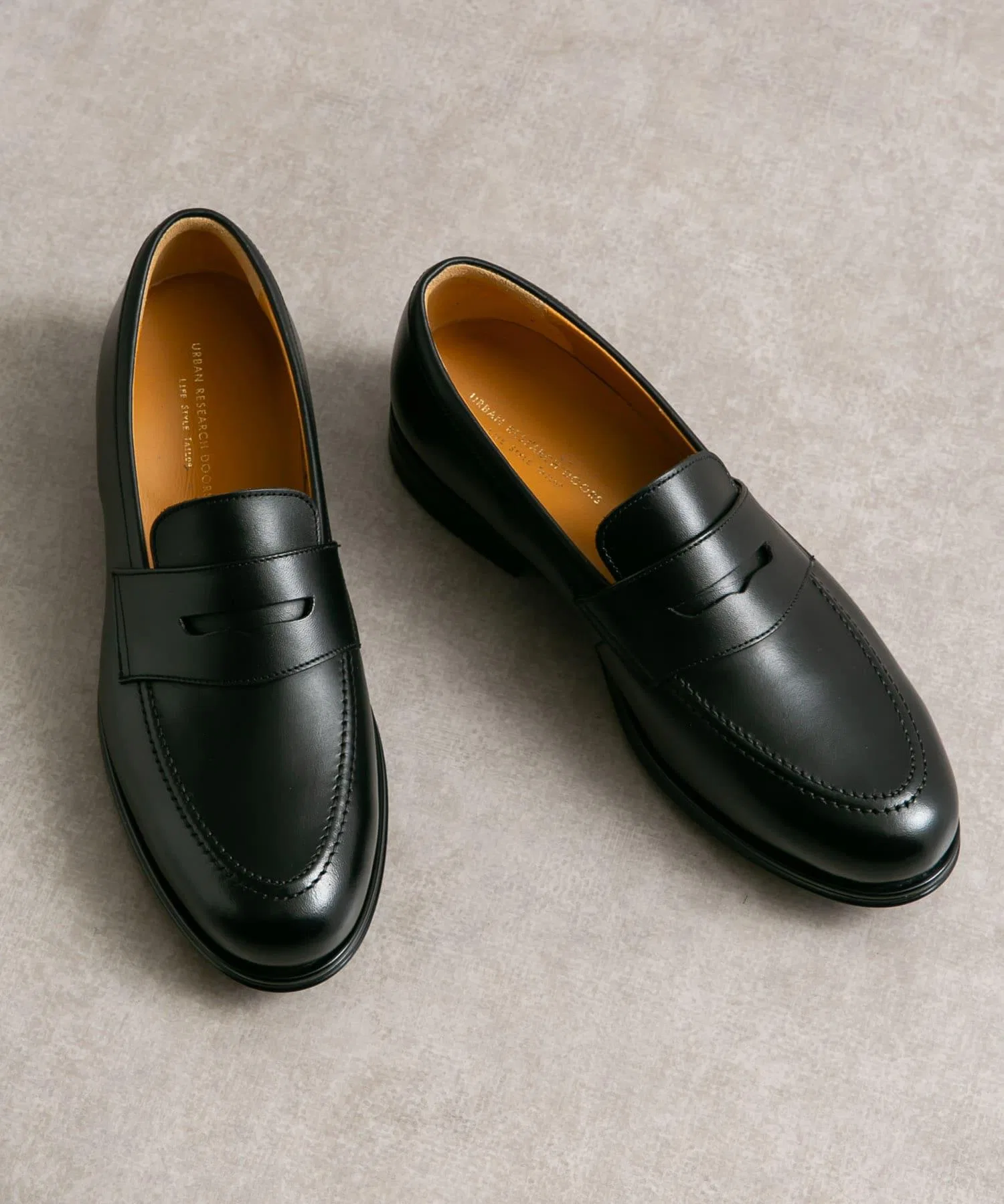 Мужские кожаные лоферы URBAN RESEARCH DOORS LIFE STYLE TAILOR чёрные