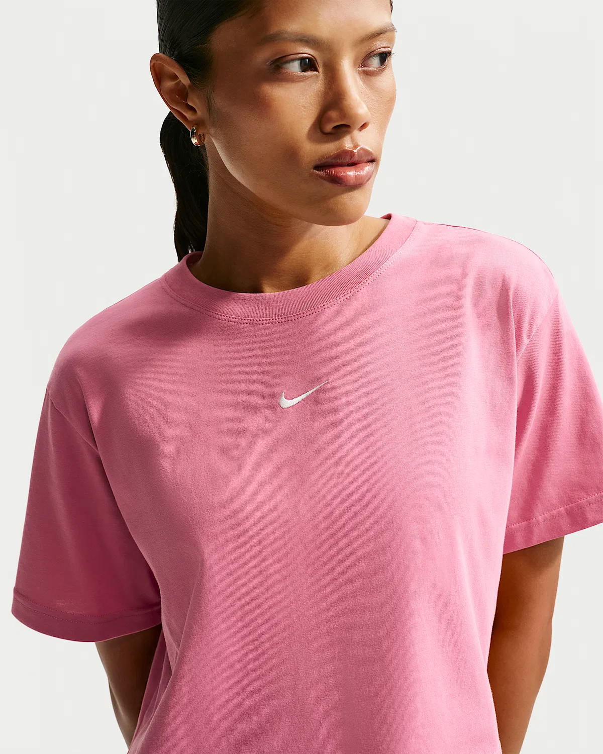 Женский свободный короткий топ с коротким рукавом Nike Sportswear Classic, Peony/Sail — фото 3