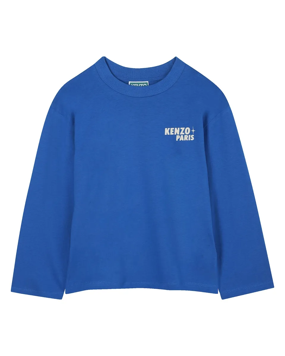 

Детская футболка голубого цвета из хлопка Kenzo Kids