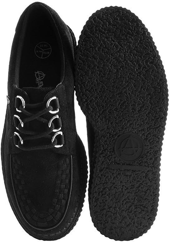 Кроссовки T.U.K. Faux Suede Creeper для женщин и мужчин, 3-шнуровые туфли с переплетением, Классический круглый носок и подошва, Комфорт для повседневной носки, черный — фото 4
