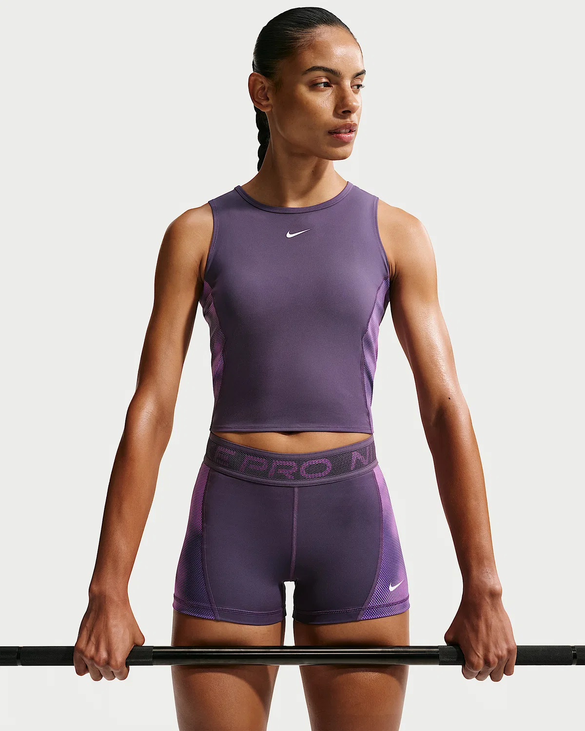 Женский топ-майка Dri-FIT Nike Pro, Dark Raisin/Light Magenta/White — фото 3