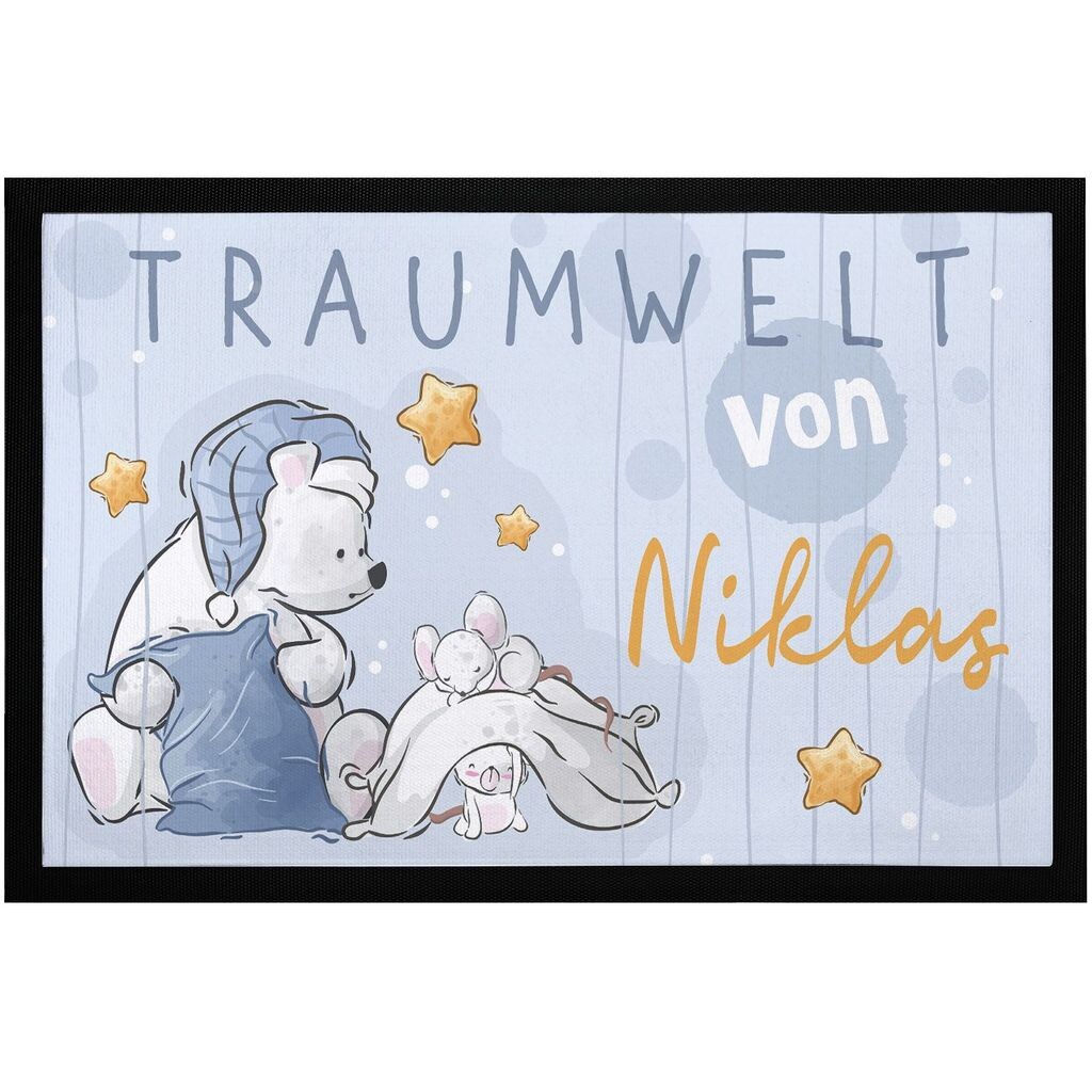 

Коврик для детской комнаты с персонализированным именем Dream World Bear Stars дверной коврик детский нескользящий и моющийся SpecialMe белый 60x40см
