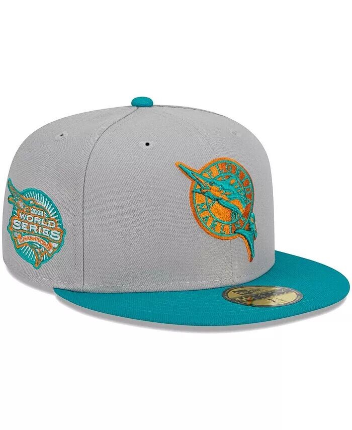

Мужская серо-бирюзовая шляпа Florida Marlins Cooperstown Collection 59FIFTY New Era