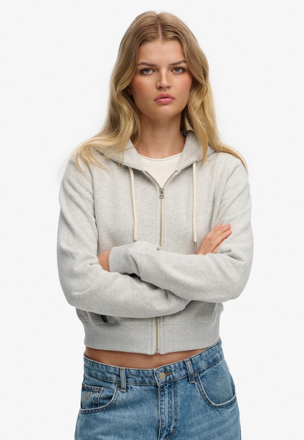 

Superdry & Co Толстовка с молнией 'Essential' в светло-сером цвете