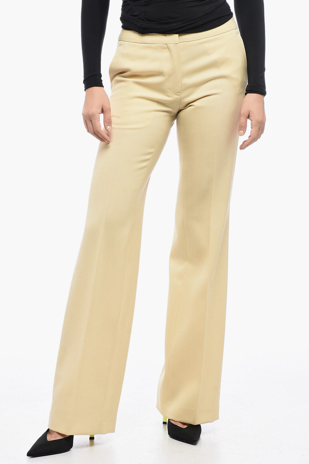 

Шерстяные брюки Jil Sander Grain de Poudre со складками спереди, желтый