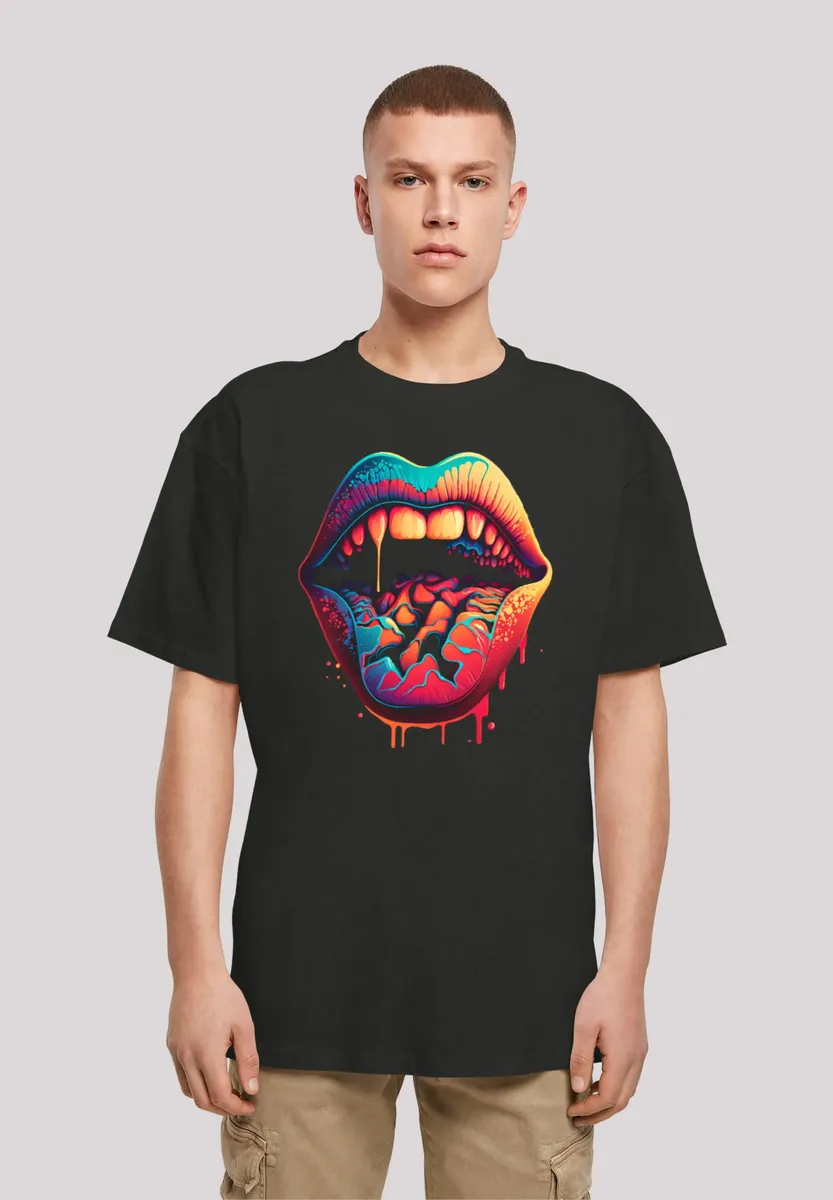 

F4NT4STIC Футболка "Drooling Lips OVERSIZE TEE", принт, черный