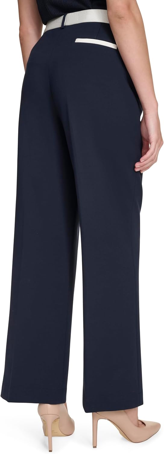 Женские брюки-клеш с контрастной талией от Tommy Hilfiger, Midnight/Ivory — фото 4