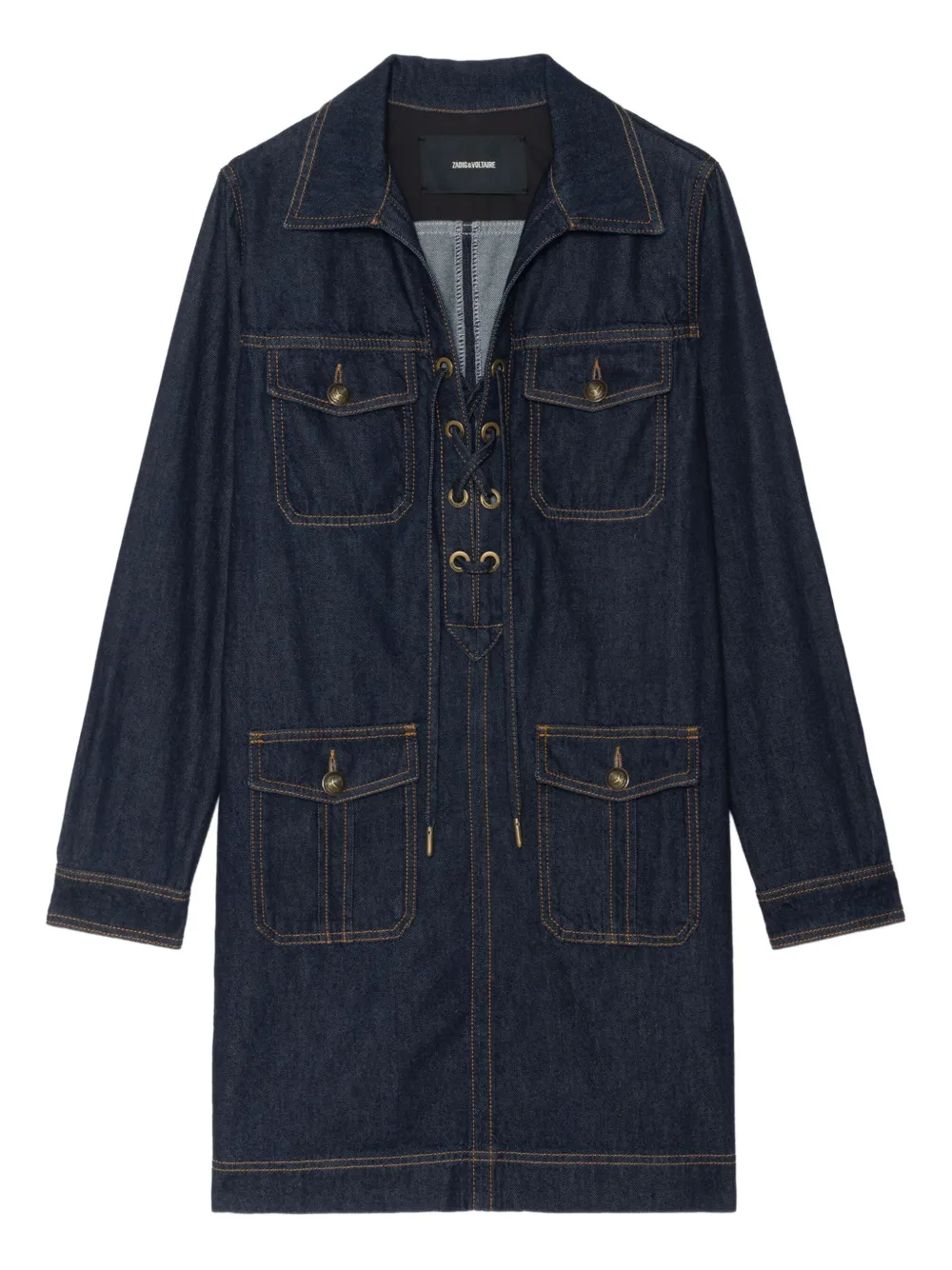 

Мини-платье Remacha с карманами и шнуровкой Zadig&Voltaire, синий