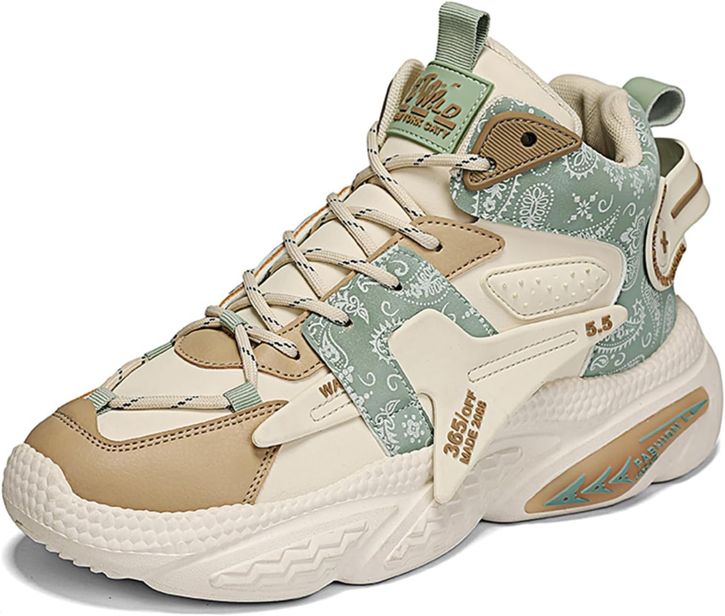 

Высокие кеды для мужчин Стильная спортивная обувь из искусственной кожи спортивные кроссовки для повседневной ходьбы Spwagym, бежевый